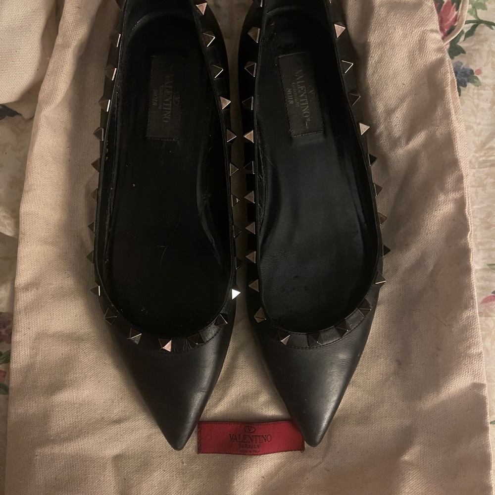 Valentino Rockstud black ballet flats